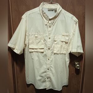 Rugged Earth Outfitters Fishing Athleisure Vented Camp Shirt Butter Yellow Sz L